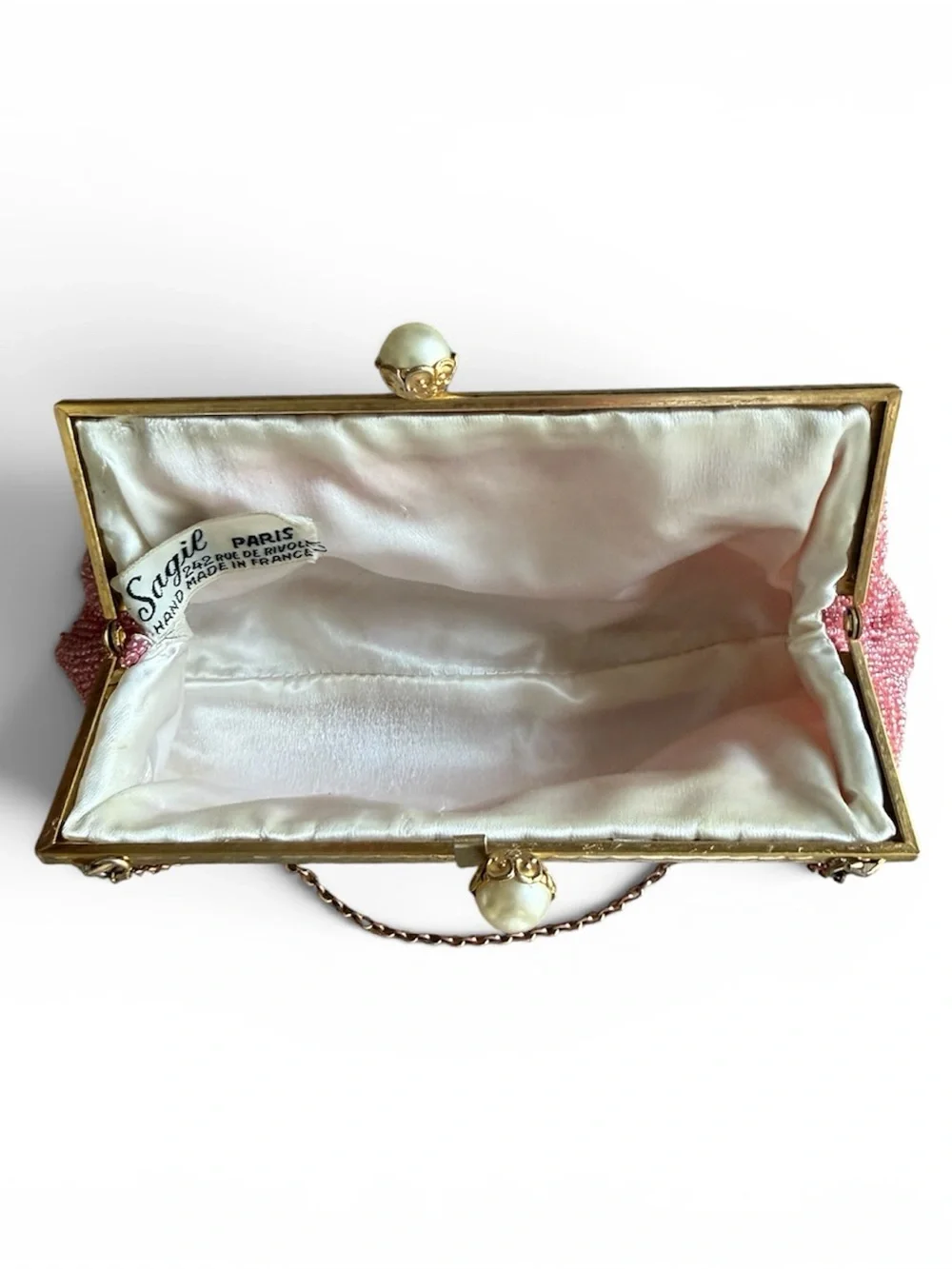 ✨ Rare Saguile Paris Vintage Pink Beaded Evening Clutch - Hand-Made France